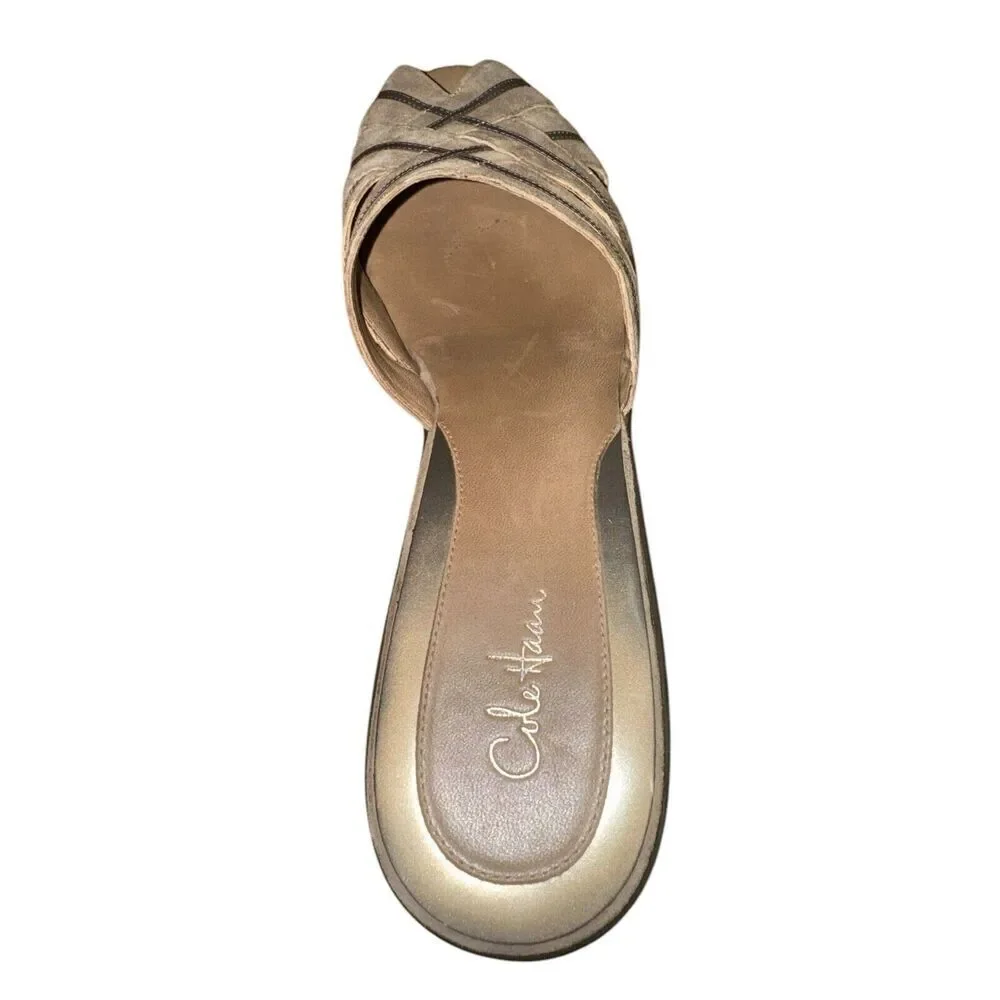 Cole Haan tan/ taupe Peep Toe Platform Sandal Women's Sz 10 Great Condition